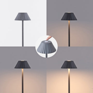 Mallory 44" Modern Minimalist Indoor/Outdoor Iron Pleated Shade Rechargeable/Cordless Dimmable Integrated LED Floor Lamp